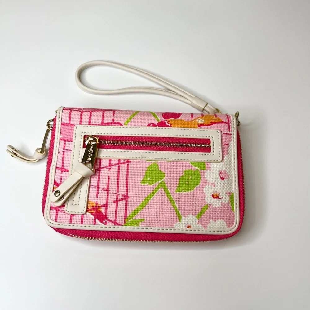 Spartina 449 Wristlet Multi Phone Wallet Willson Floral Bird Cage Print